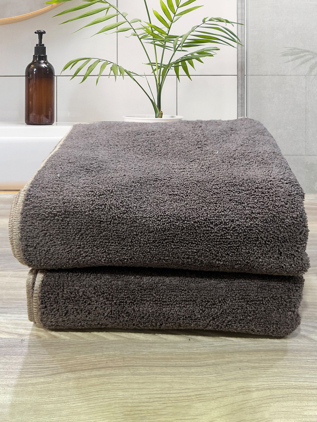 LABHAM Brown 2 Pieces 450 GSM Ultra Absorbant Bath Towel