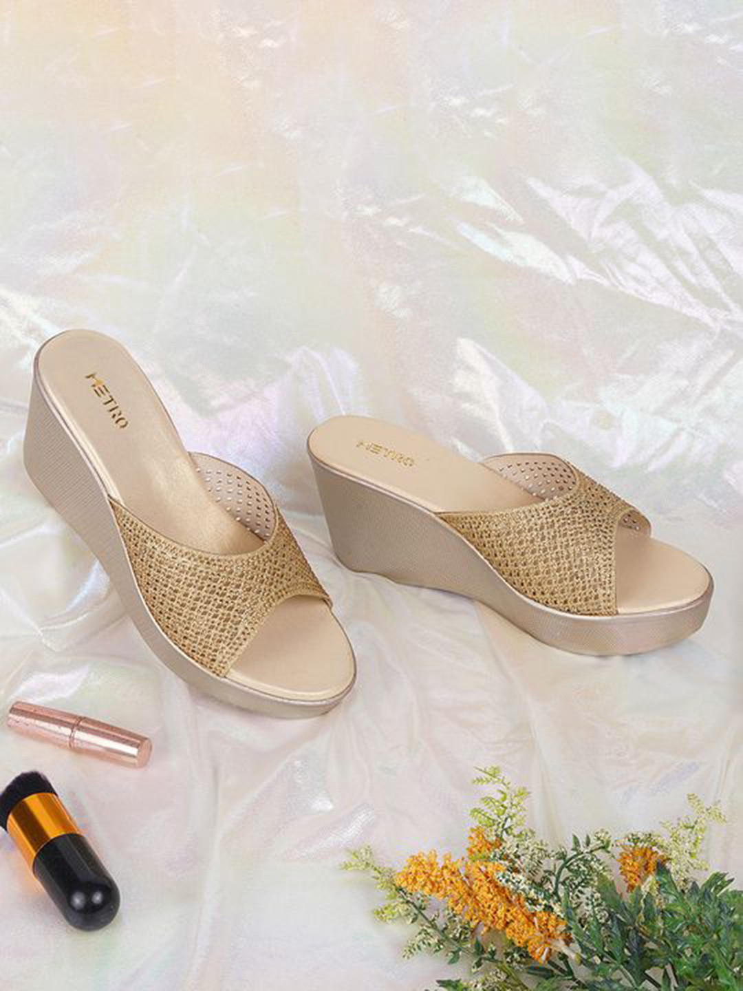 Metro Embellished Wedges Mules