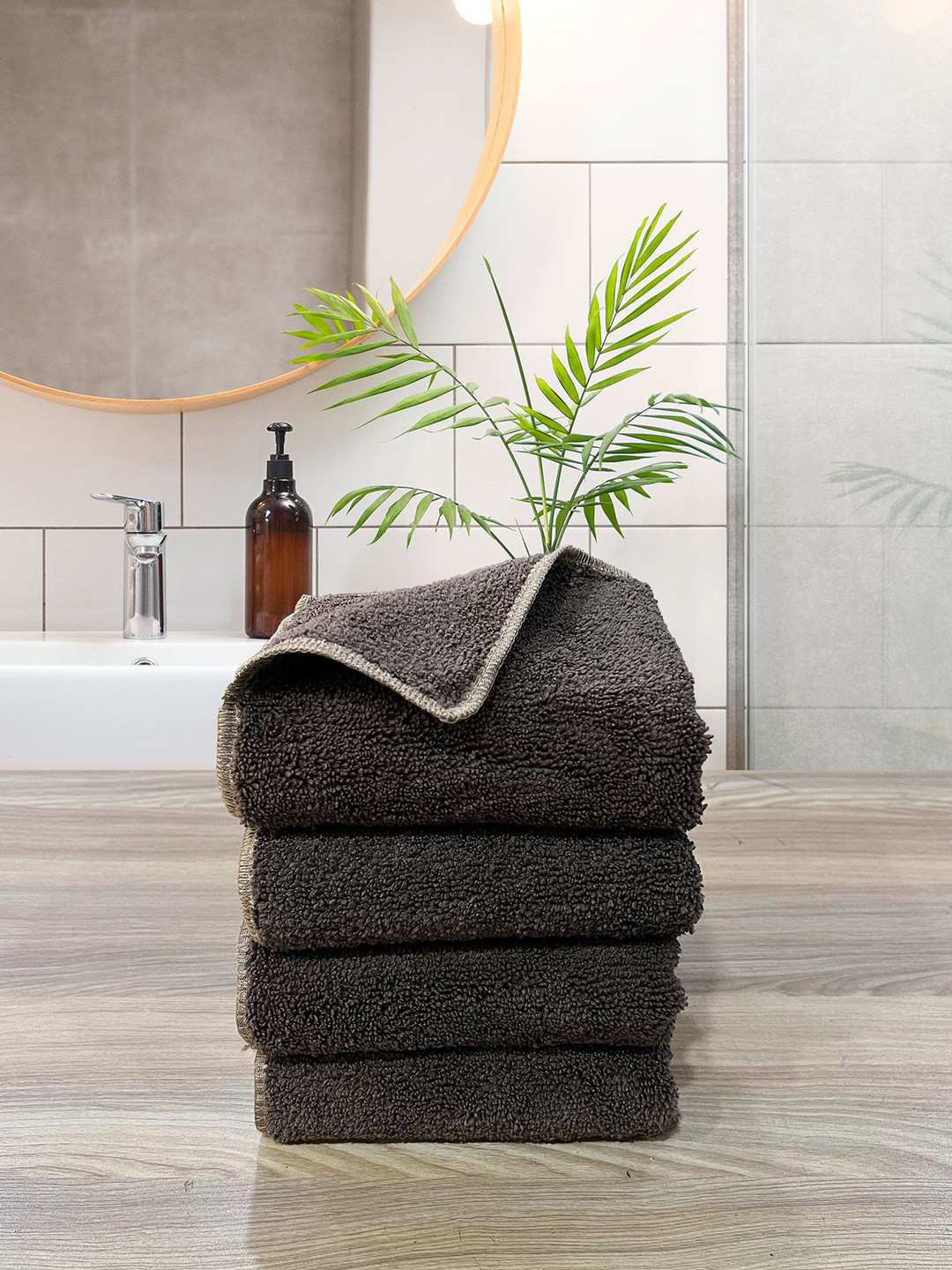 LABHAM Insignia Brown 4 Pieces Ultra Absorbent Hand Towels