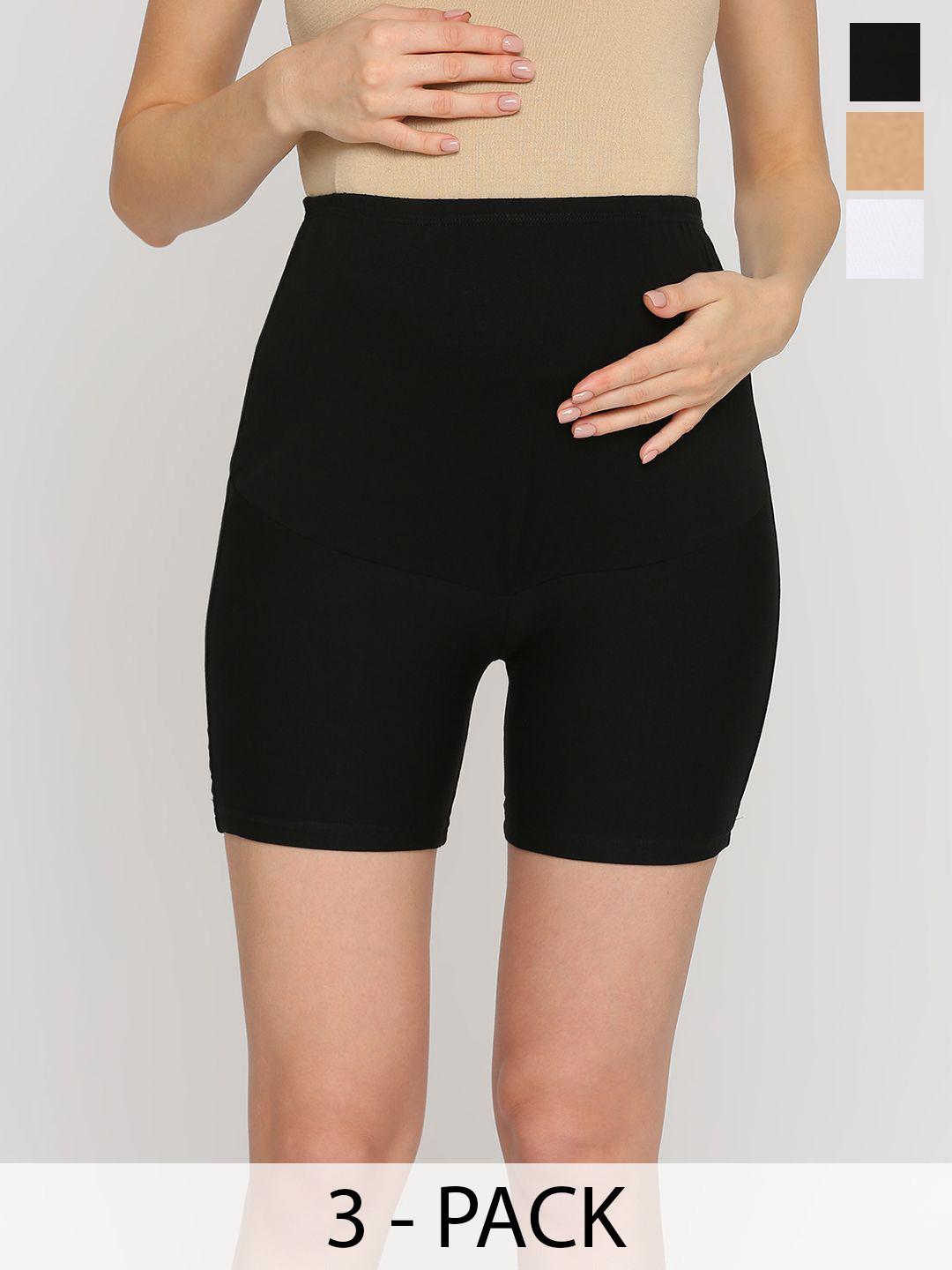 Evamomies Pack Of 3 Breathable Maternity BriefsEVA004-BlackBeigeWhitePK3