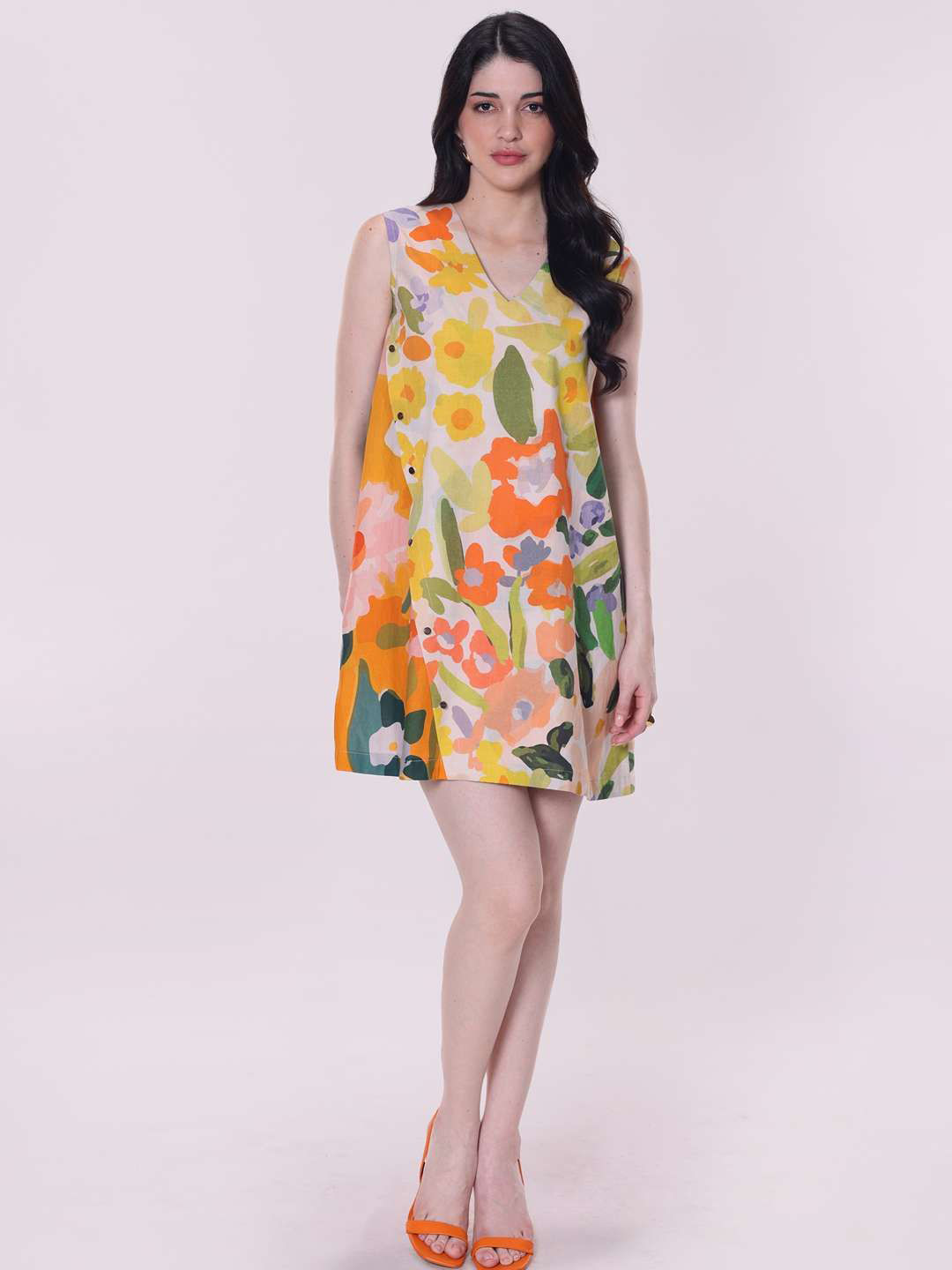 POPPI Womens Floral Print A-Line Fit Mini Dress