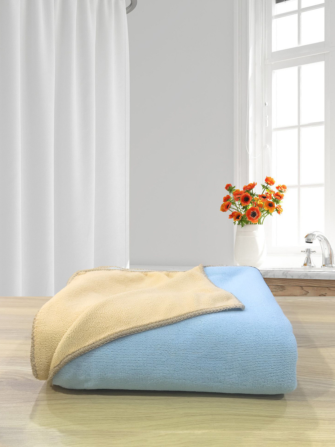 LABHAM Turquoise Blue 450 GSM cotton Reversible Bath Towel