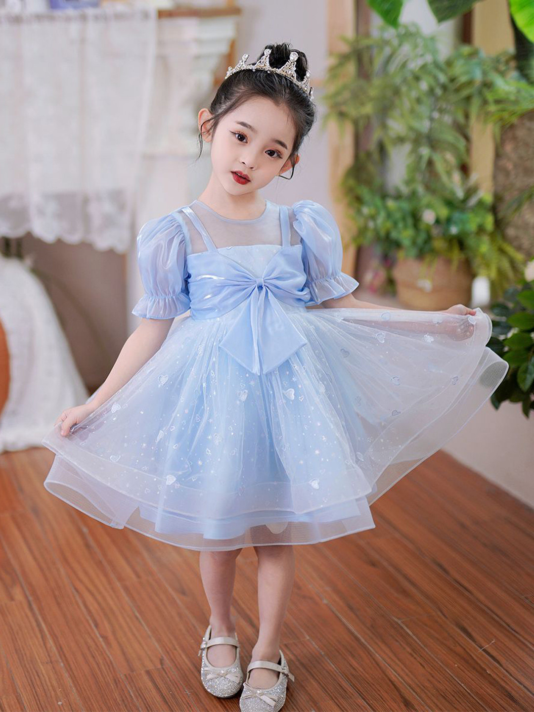 JC SPARKLE Girl Round Neck Fit & Flare Dress