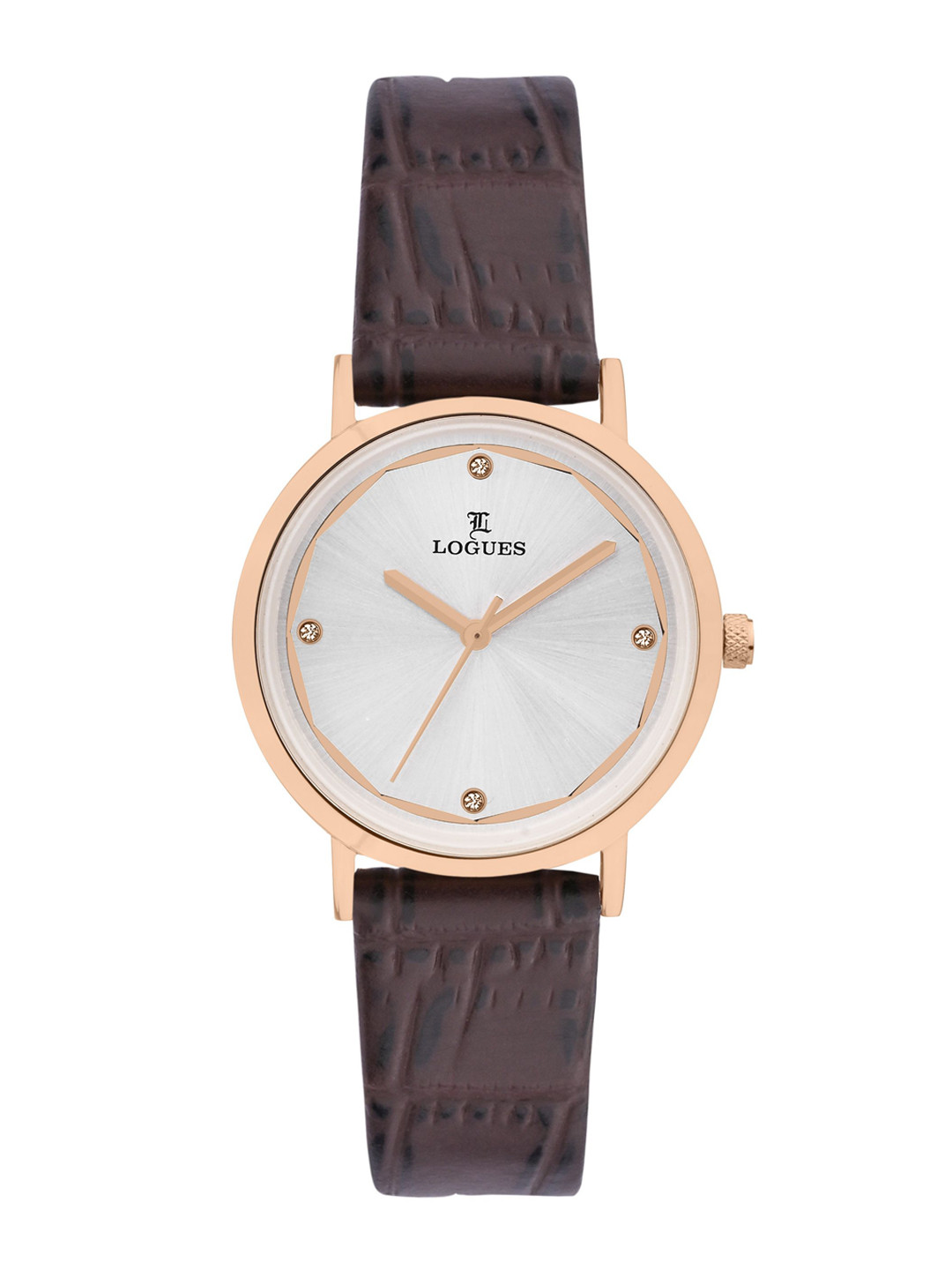 L LOGUES Women Brass Dial & Leather Textured Straps Analogue Watch L 5095 WL-02