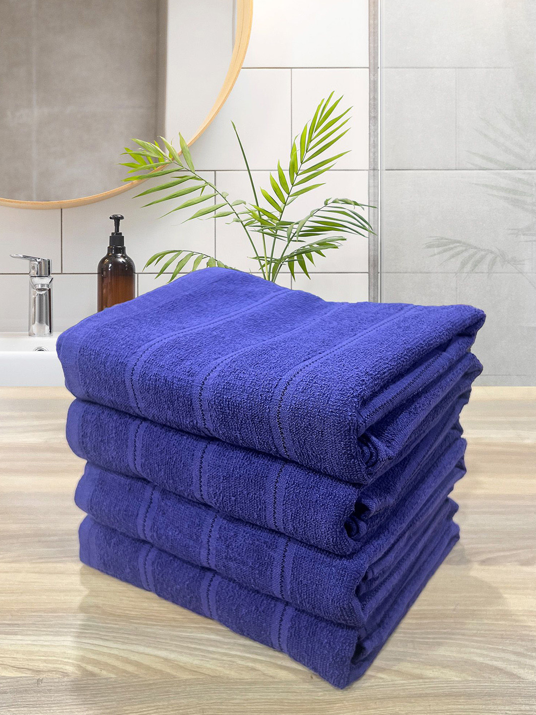 LABHAM Violet 4 Pieces Pure Cotton 300 GSM Quick Dry Light Weight Bath Towels