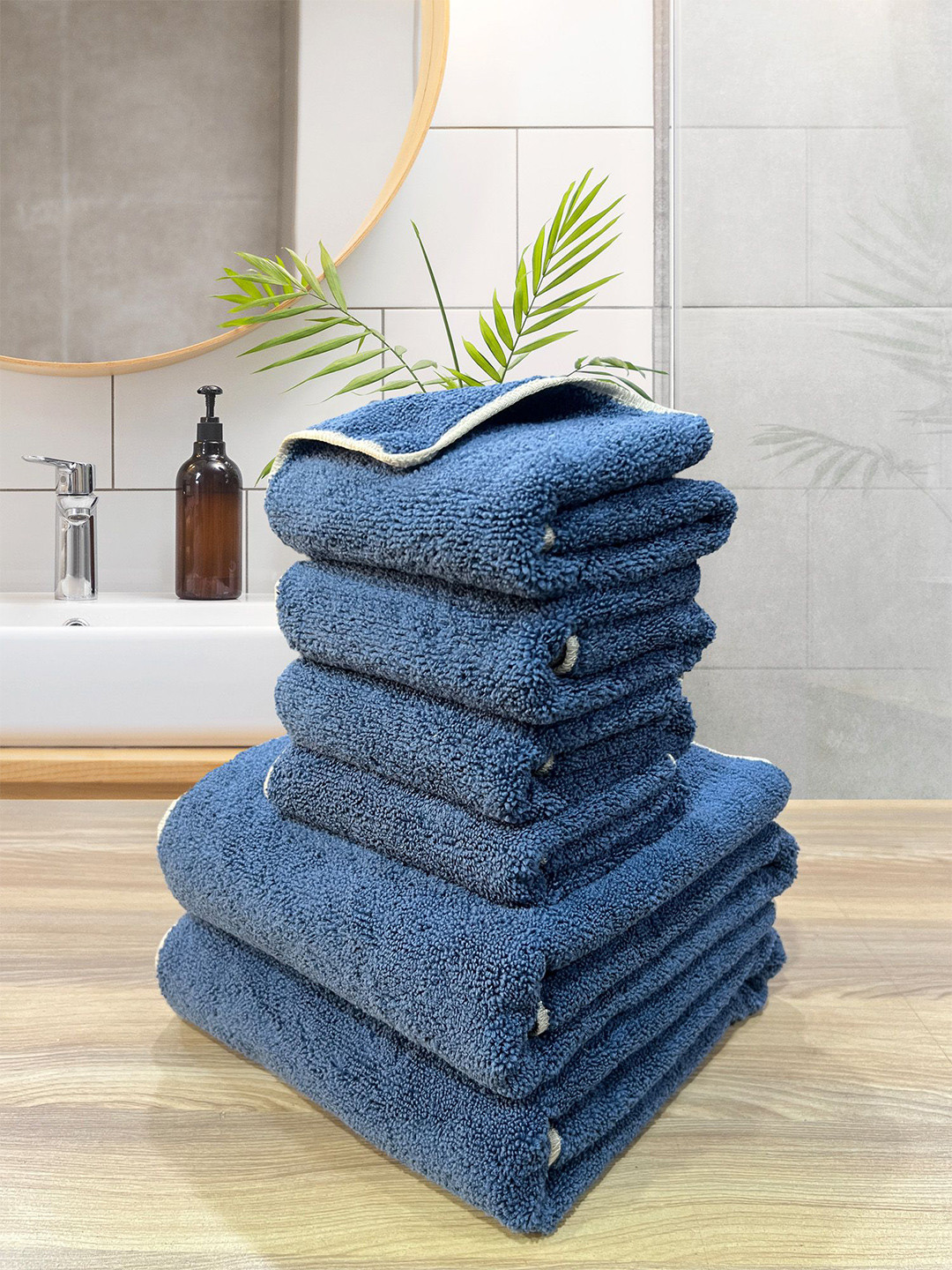 LABHAM Insignia Navy Blue 6 Pieces 450 GSM Super Soft Ultra Absorbant Towel Set