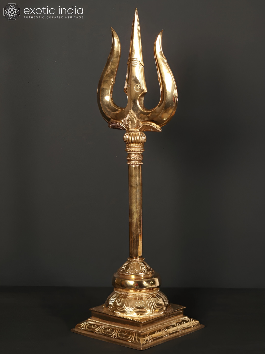 Exotic India Lord Shiva'S Trishul Gold Bronze Metallic Prayer Room Extra Large Showpiece - 7.9 Inches