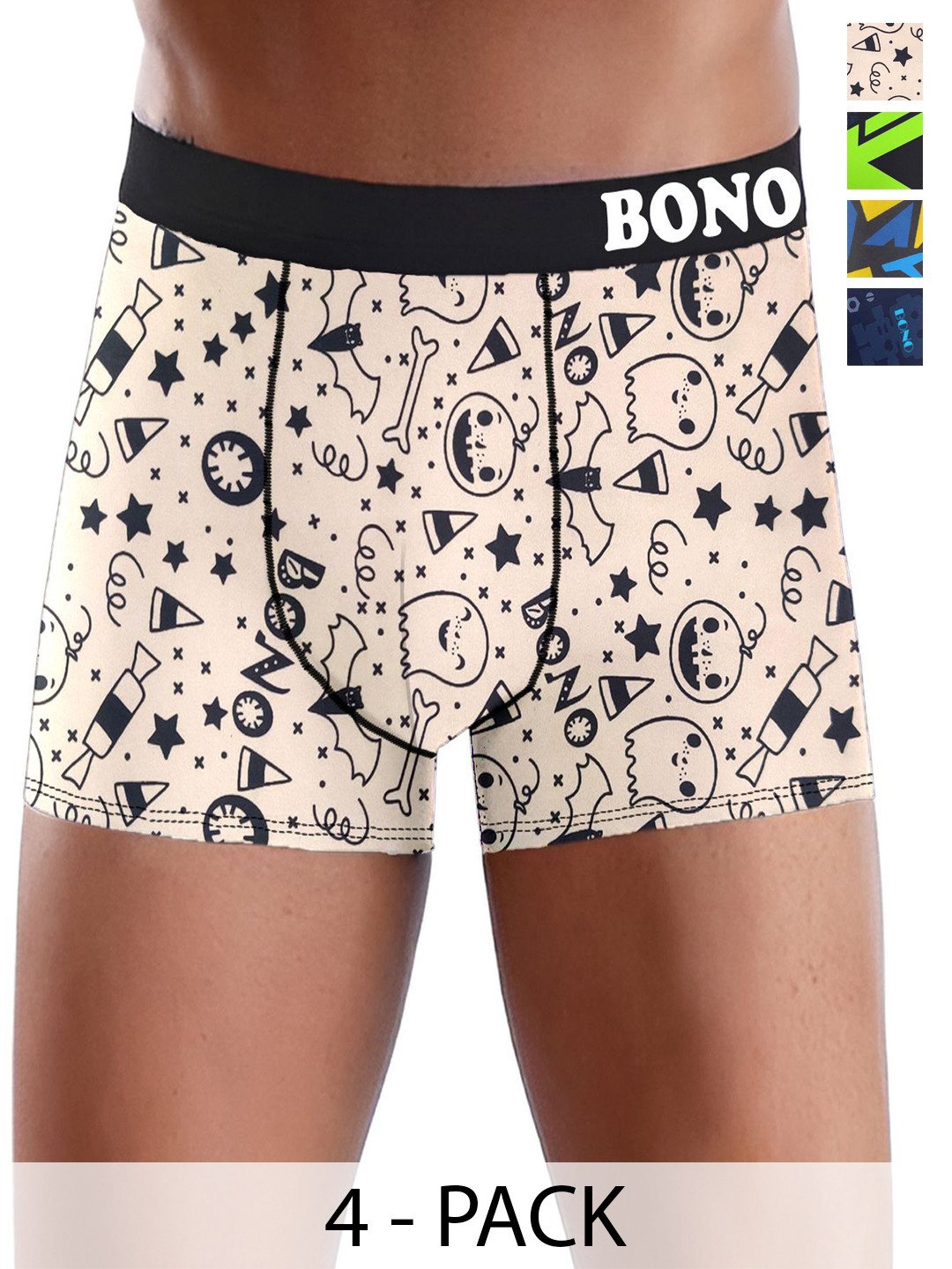 DISPENSER Men Printed Trunks V6-C1-C3-C5-C10-M (Pack Of 4)