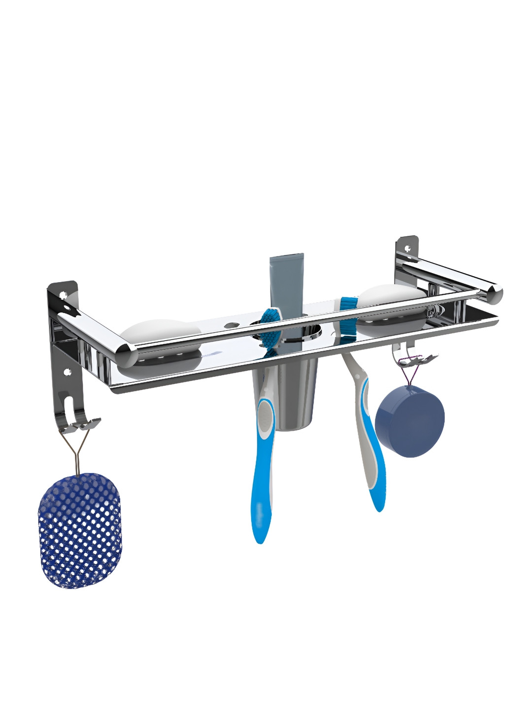 Filox Silver Toned Stainless Steel Glossy Bathroom Caddy