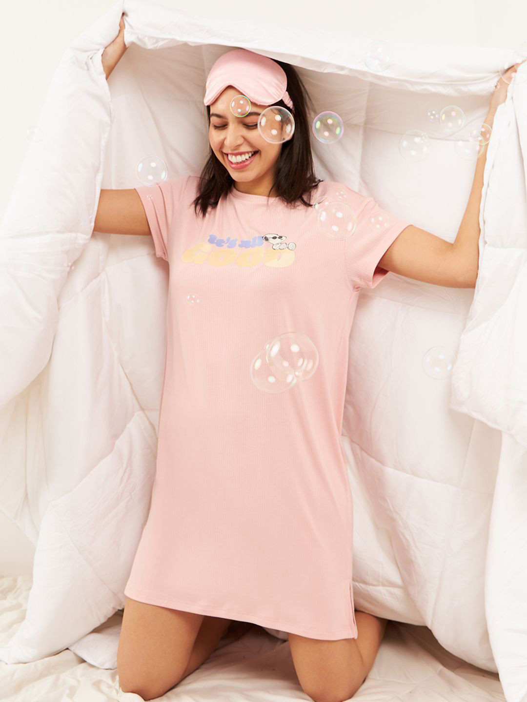 Sweet Dreams Women Snoopy Characters Short Nightdress