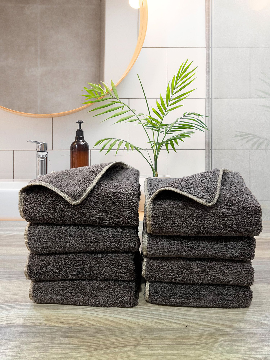 LABHAM Insignia Grey 8 Pieces Super Soft Ultra Absorbent Towels