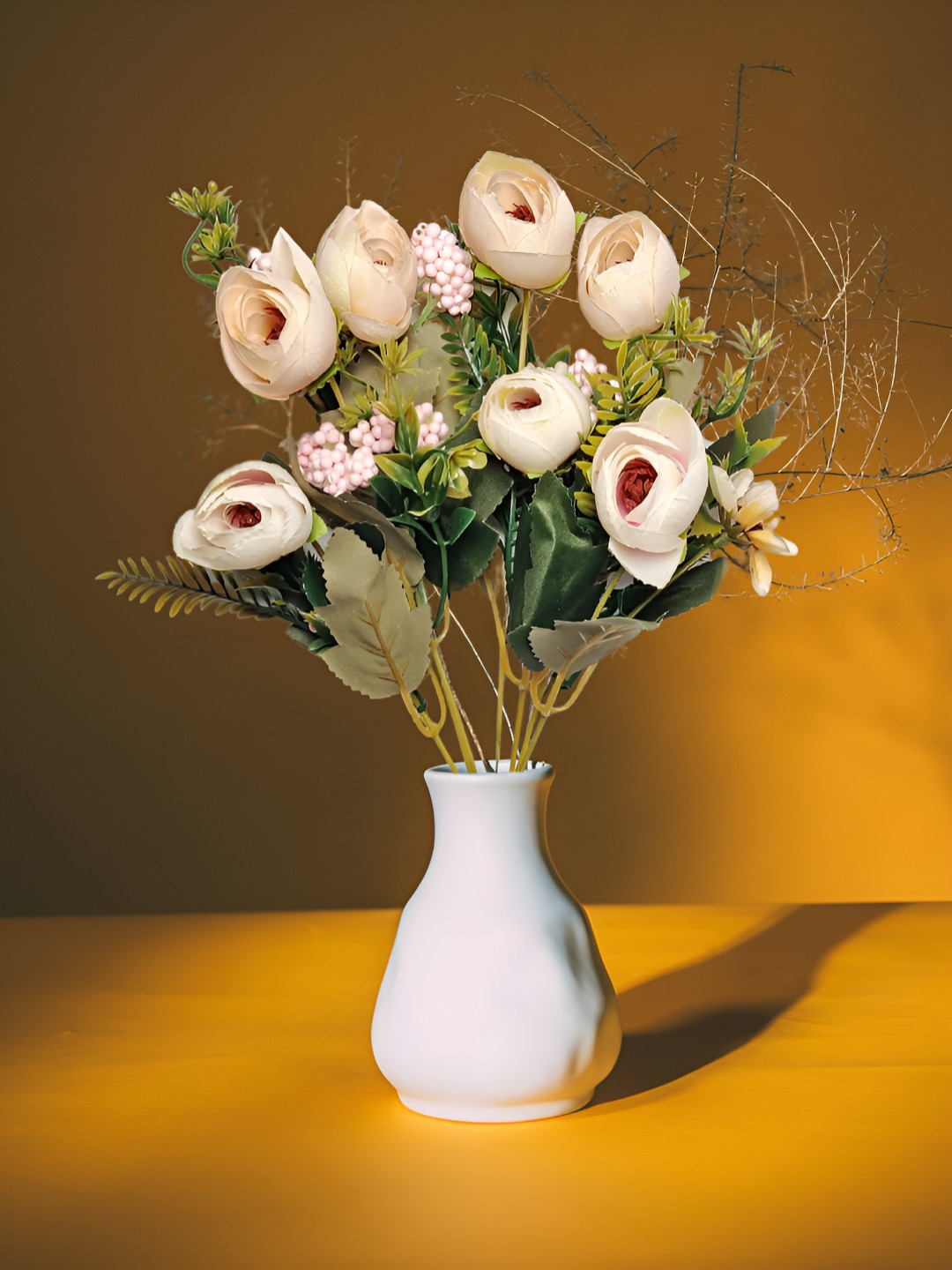 ARTSY Cream-Coloured Peony Without Pot Artificial Flower