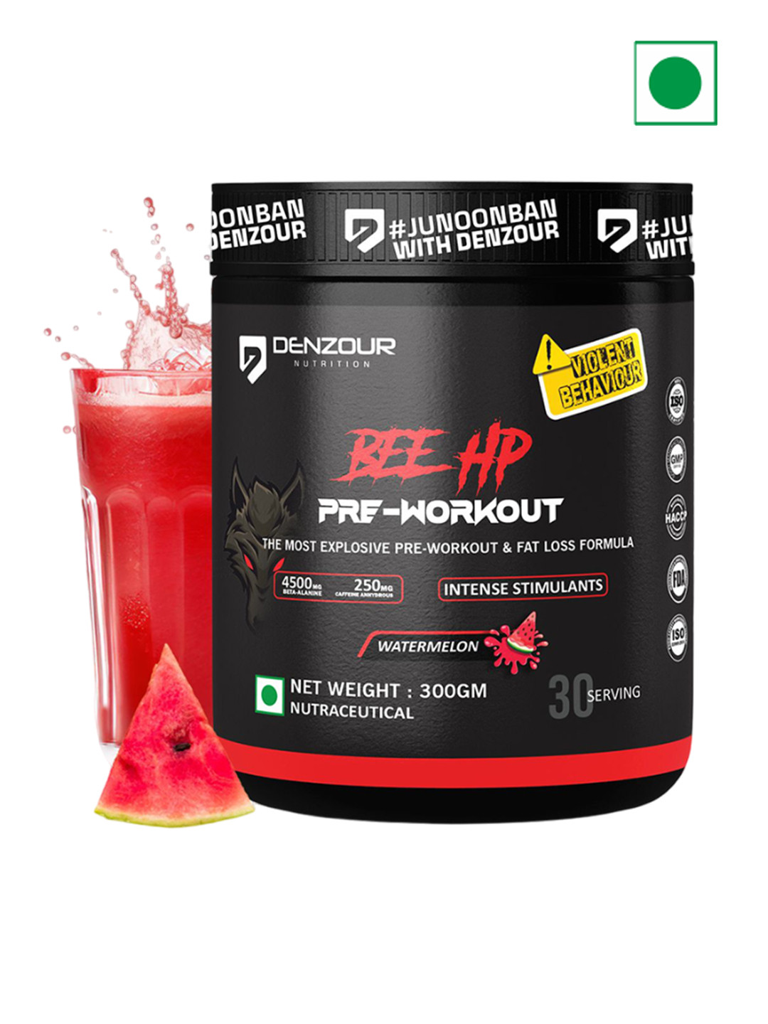 DENZOUR NUTRITION Pre-Workout -Watermelon - 300 gm