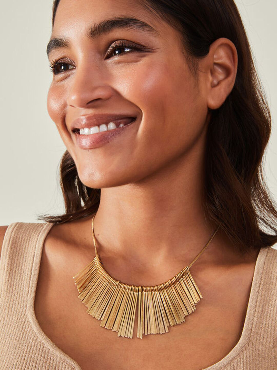 Accessorize Fan Collar Brass Necklace