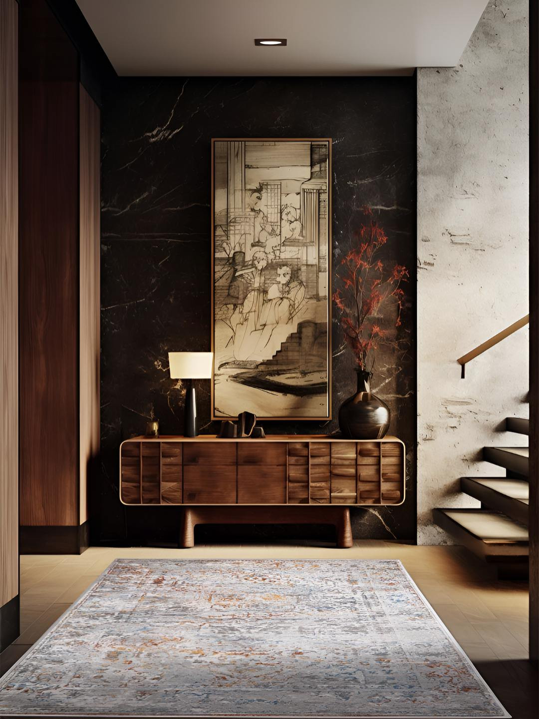 Sapana Carpet-Mats Cream-Coloured & Rust Brown Abstract Printed No Shredding  Carpet
