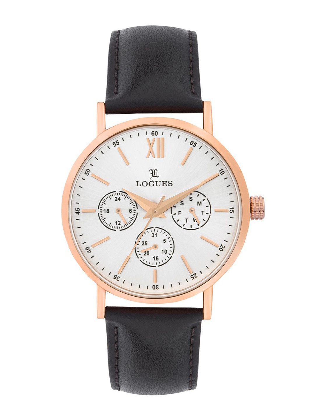 L LOGUES Men Silver Dial Watch  & Leather Straps Analogue Watch - G 1964 WL-02