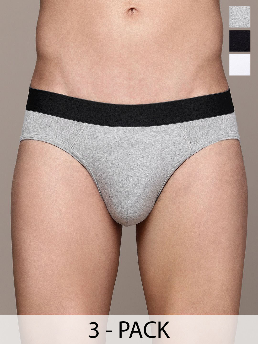 The Roadster Lifestyle Co Pack of 3 Basic BriefsRD-MB-200-BK-MG-WH-3