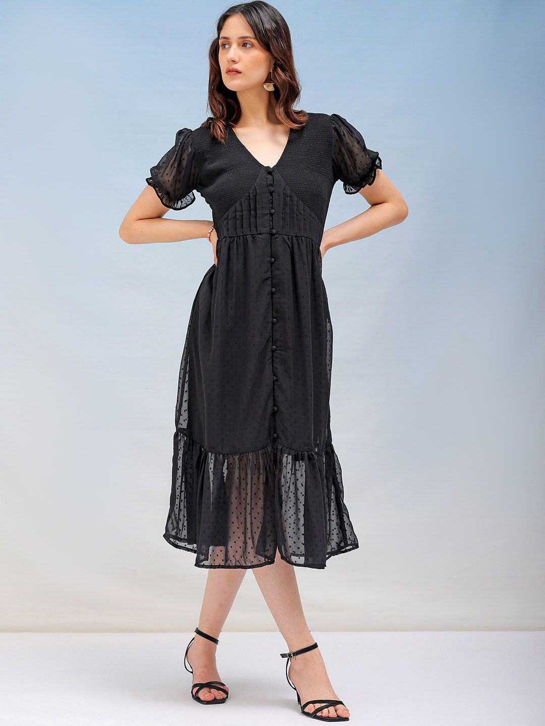 Freehand by The Indian Garage Co Puff Sleeve Empire Maxi Dress