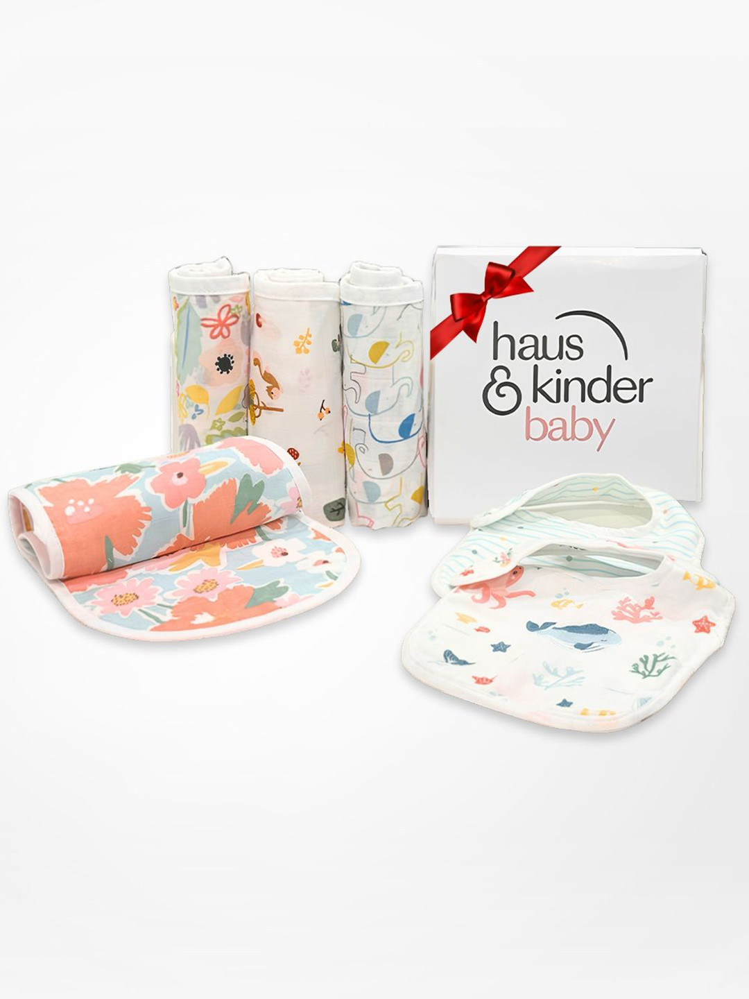 haus & kinder Infants Pack of 6 Pure Cotton Baby Apparel Gift Set