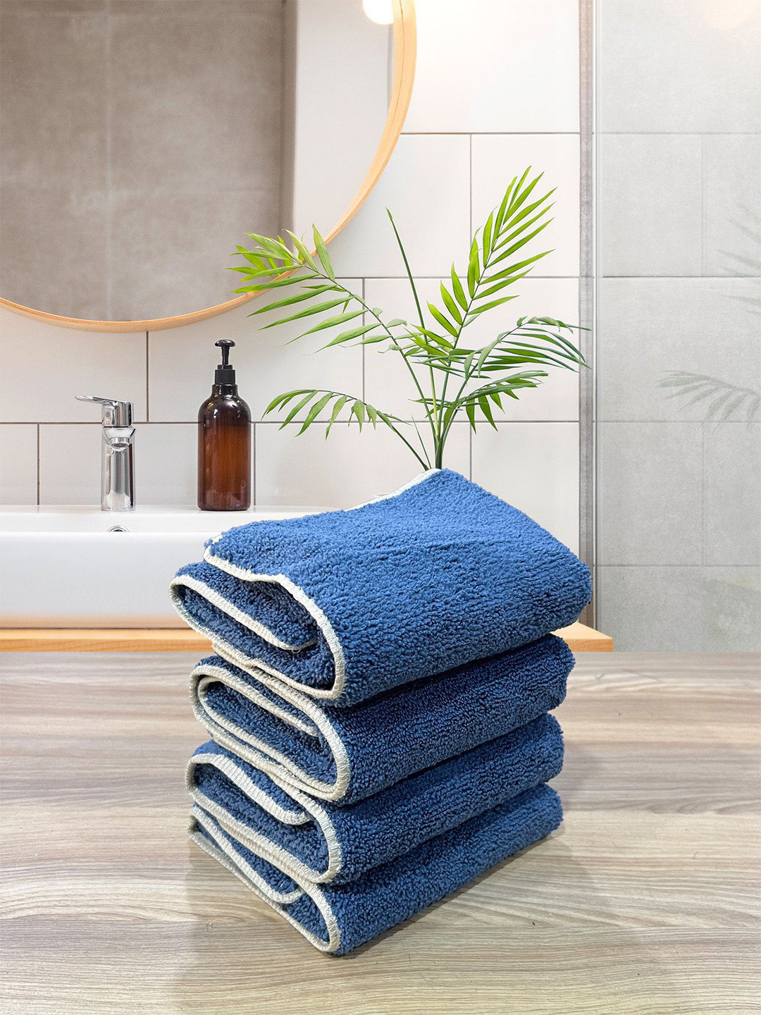 LABHAM Insignia Navy-Blue 4 Pieces 450 GSM Ultra Absorbant Hand Towel