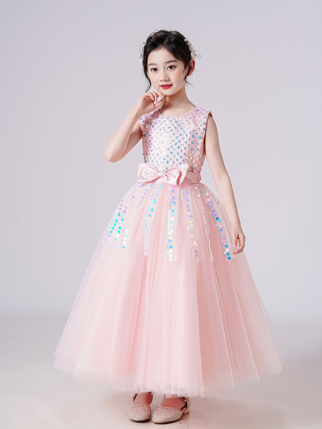 JC SPARKLE Girls Embellished Fit & Flare Maxi Dress