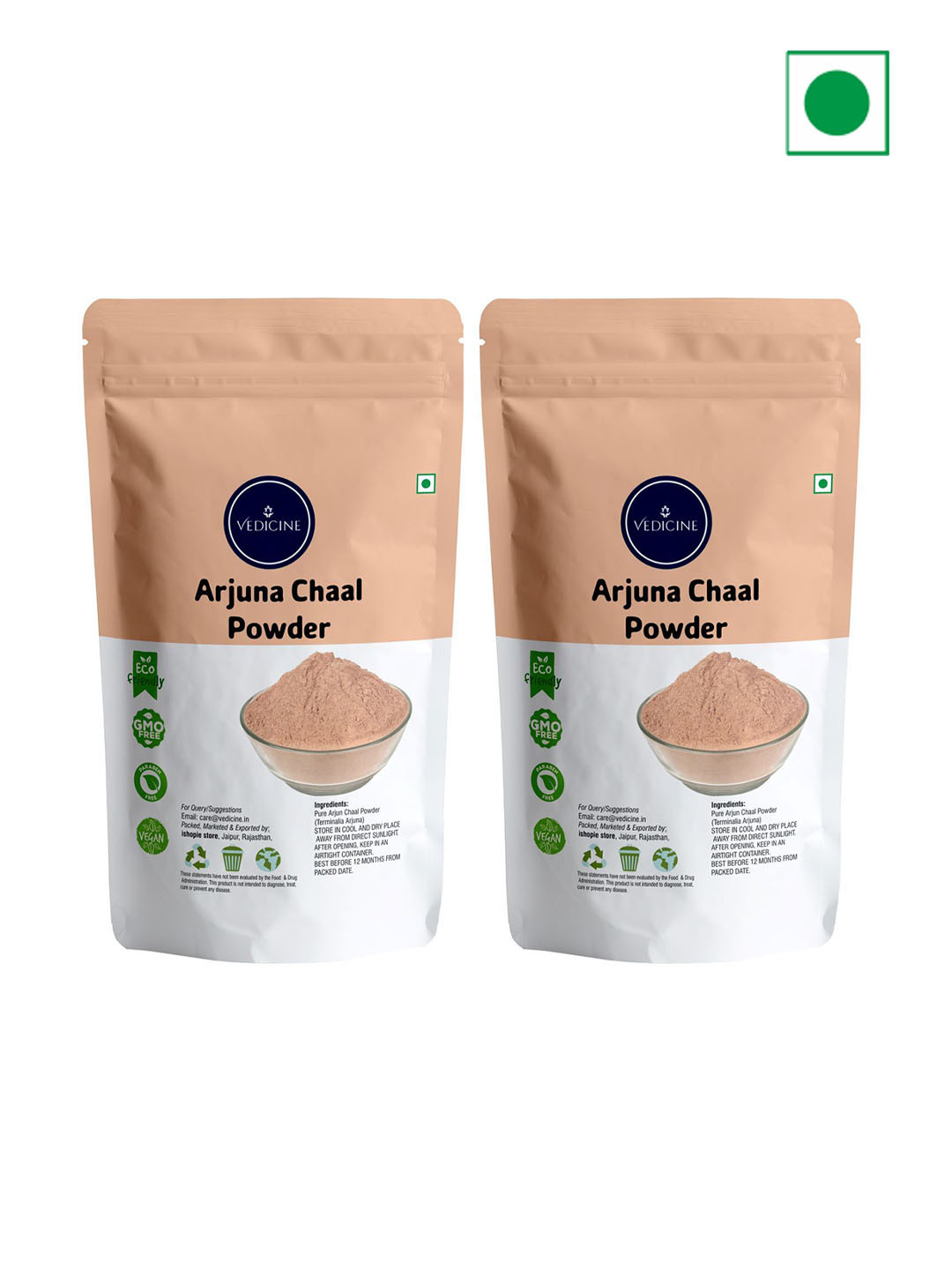 VEDICINE Set Of 2 Pure Arjuna Chaal Powder Face Pack-100g Each