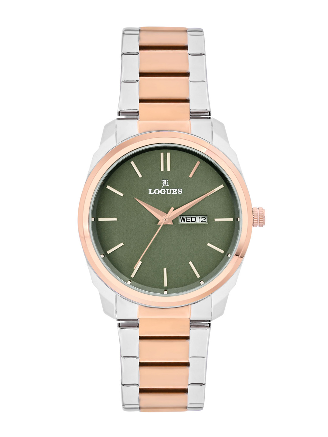 L LOGUES Men Brass Dial & Bracelet Style Straps Analogue Watch G E-455 BWMD-10