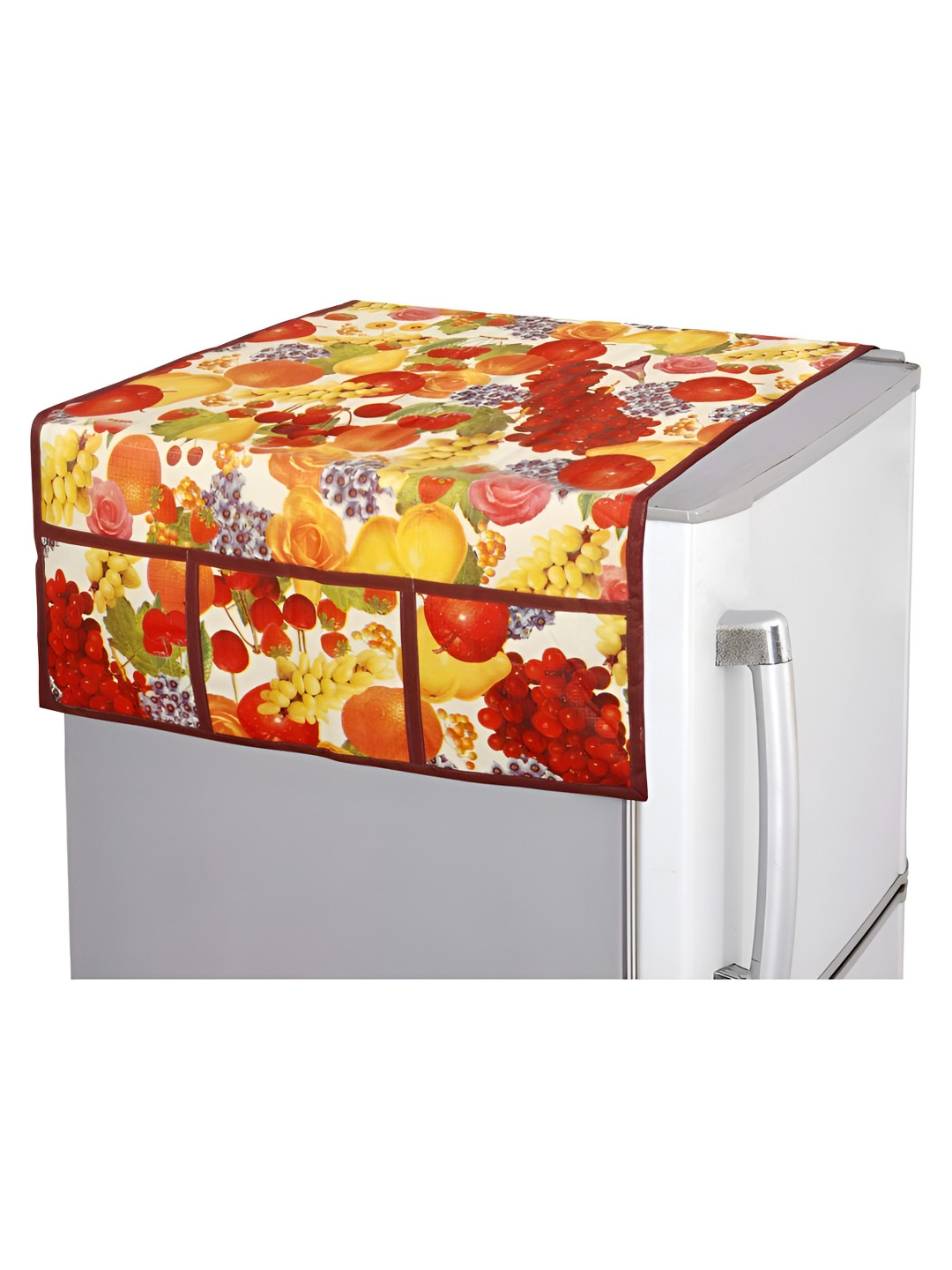 LooMantha Red & Yellow Flower Printed Refrigerator Cover
