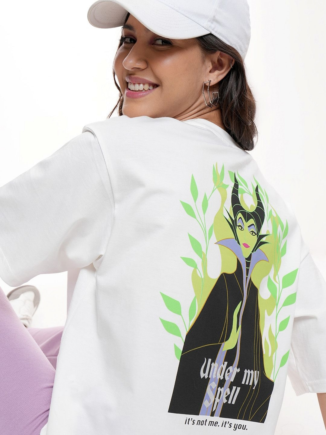 Tokyo Talkies Women Disney Villain Sequinned Boxy Cotton Tshirt