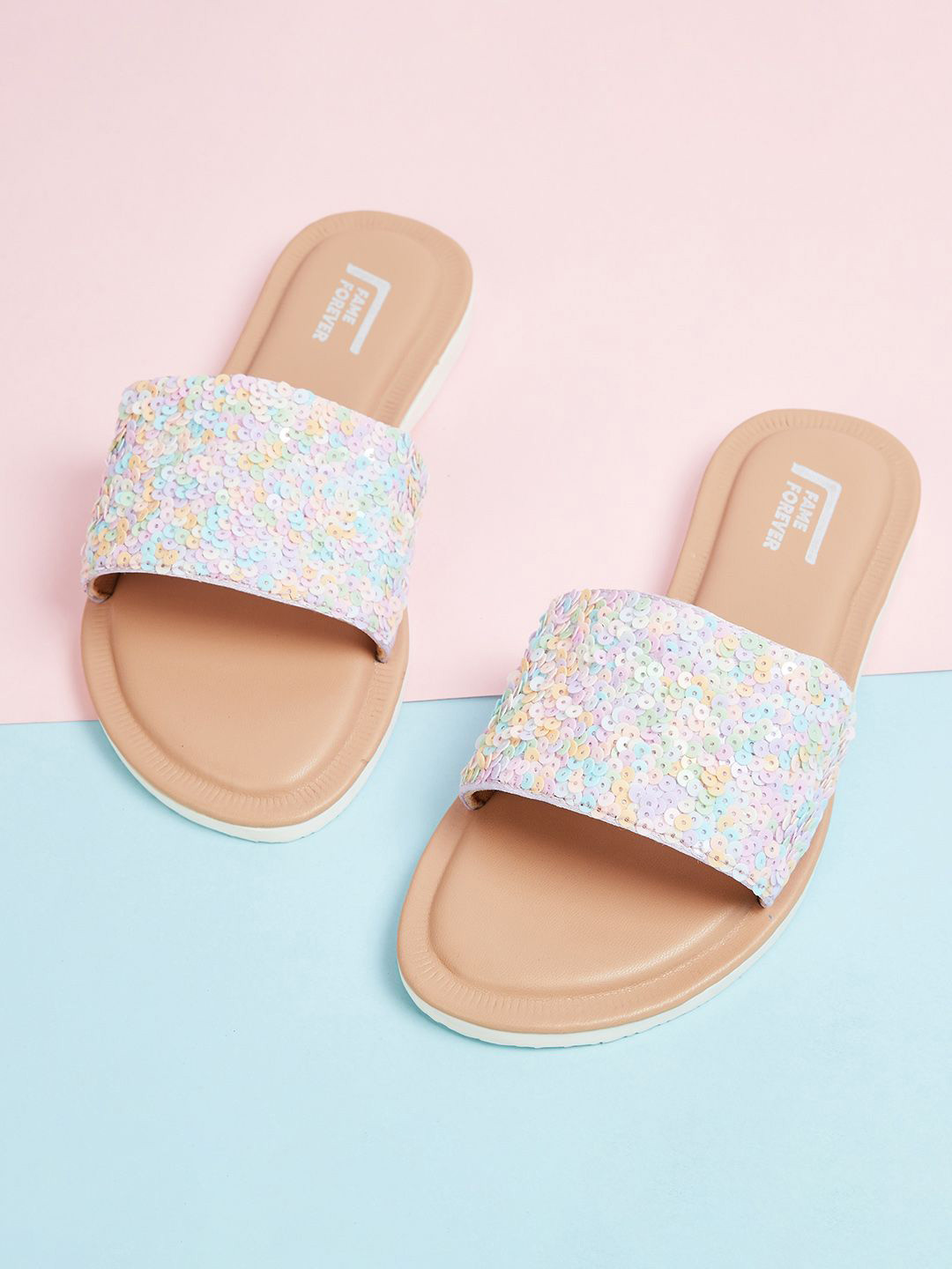 Fame Forever by Lifestyle Girls Embellished Open Toe Flats