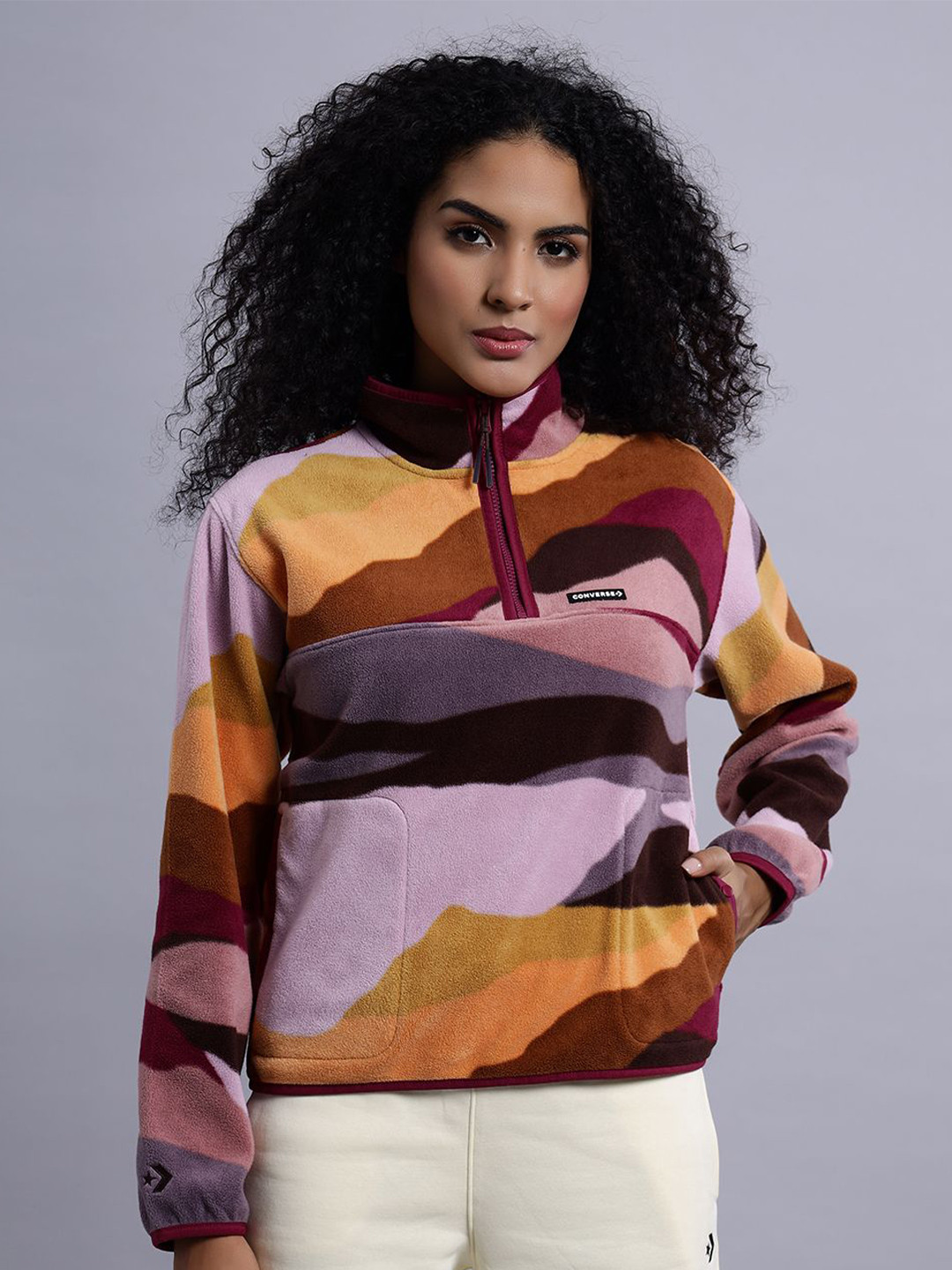 Converse Women Counter Climate Polar Fleece Abstract Half-Zip Popover