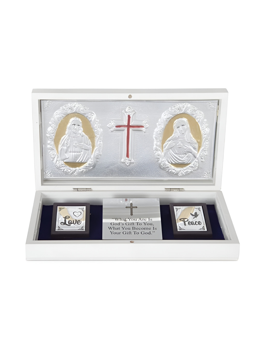 INTERNATIONAL GIFT Silver Toned Religious Holy Jesus Message Box