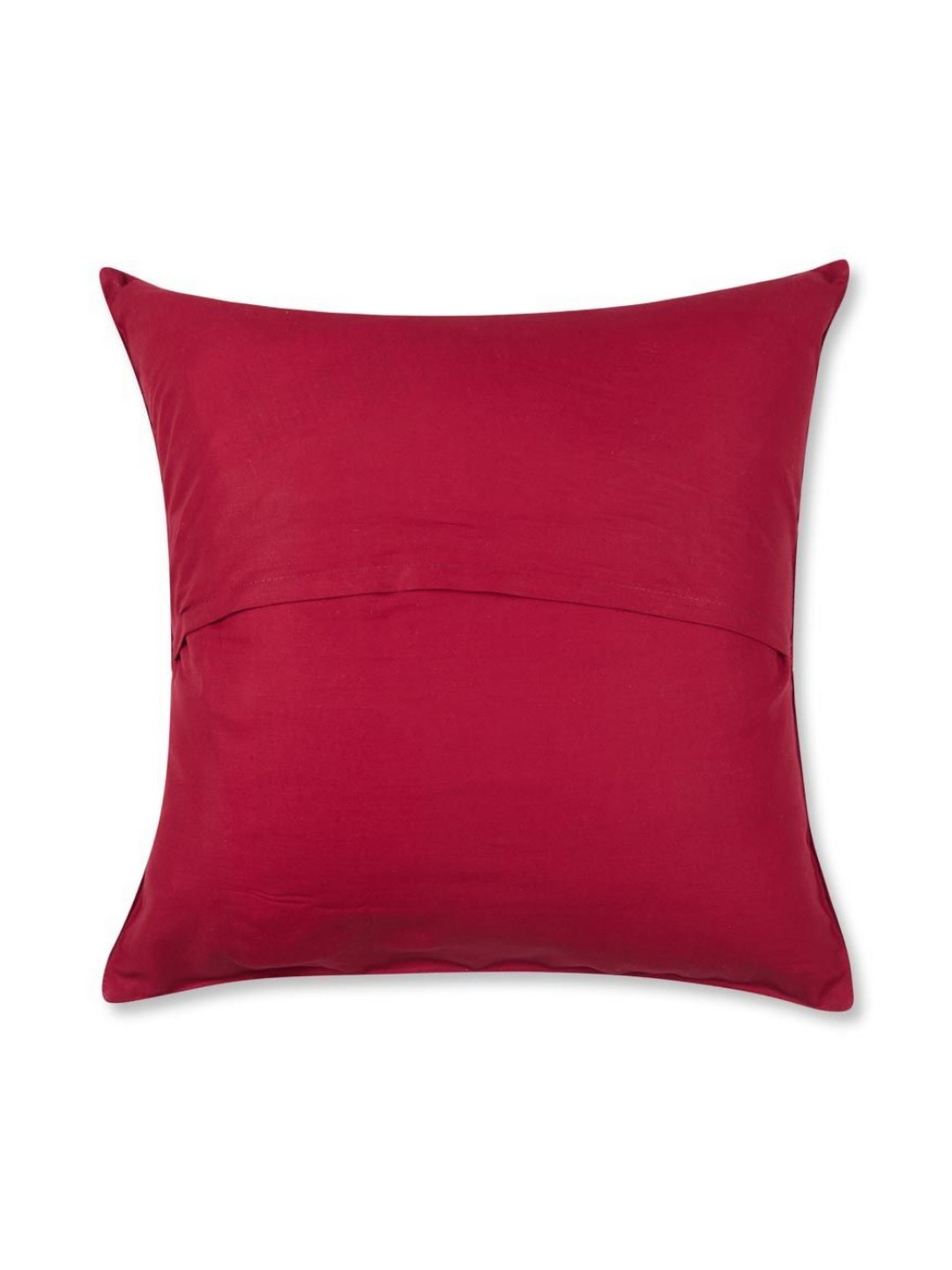 Fabindia Kashi Maroon & Gold-Toned Chevron Self Design Square Cushion Cover