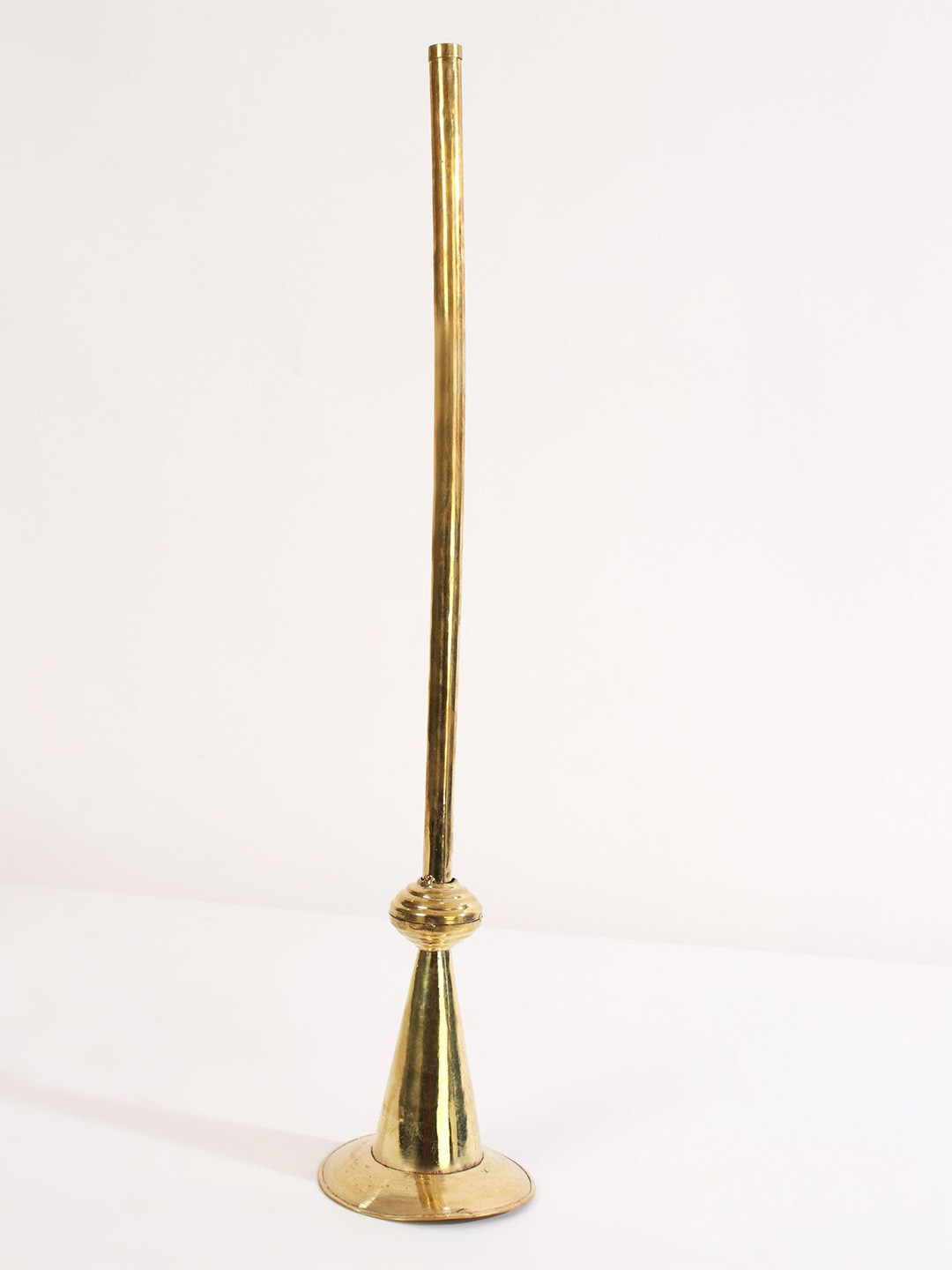 Exotic India Authentic Tibetan Dung Chen Gold Brass Metallic Living Room Small Showpiece - 24 Inches