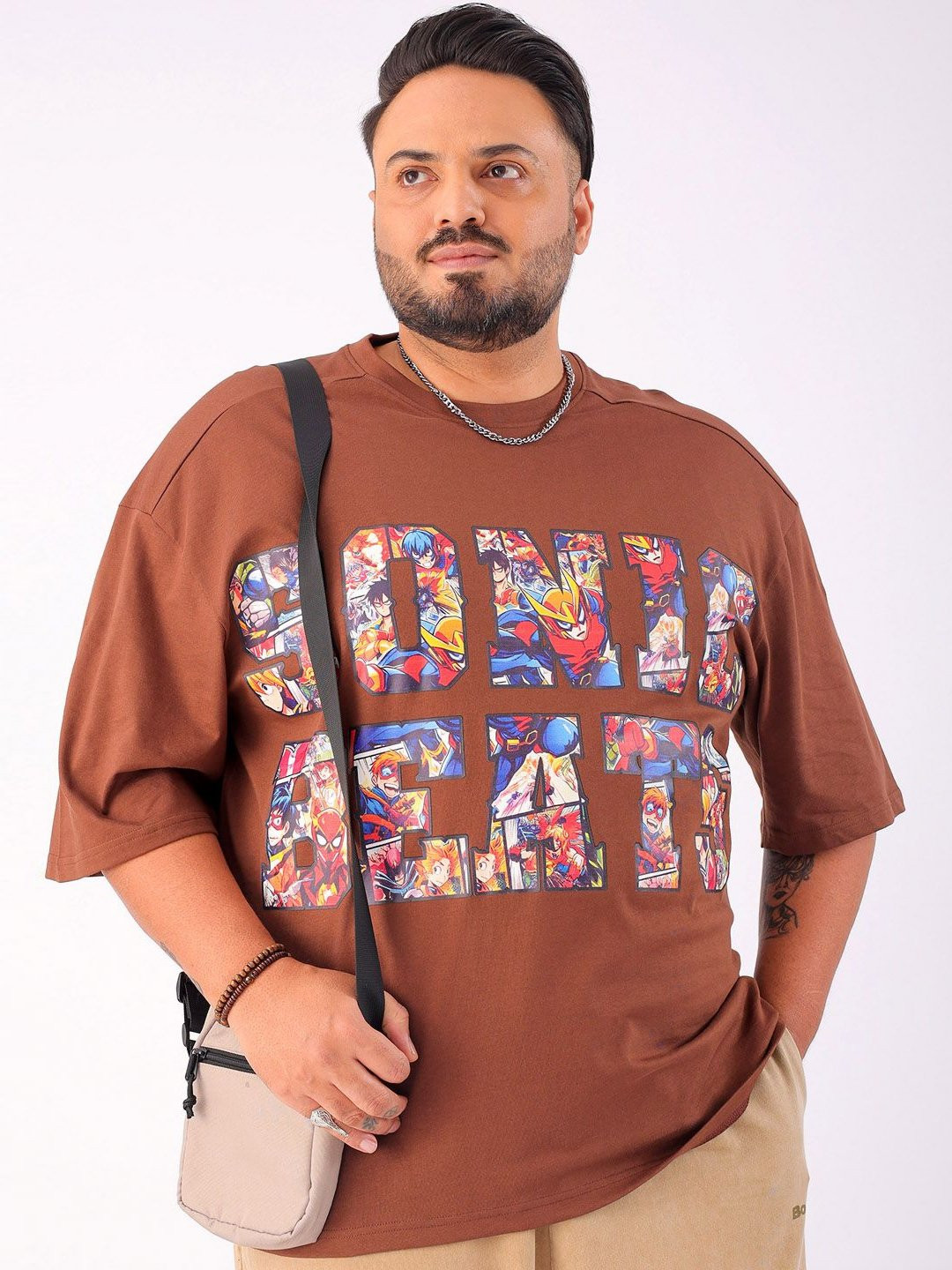 Hardsoda by The Indian Garage CoMen Plus Size Typography Printed Round Neck Cotton Relaxed Fit T-shirt