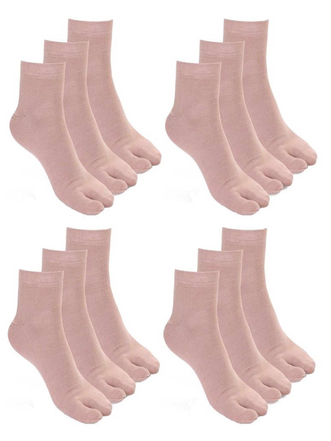 Camey Women Pack Of 12 Ankle-Length Thumb Socks LIZA-FAWN-P12