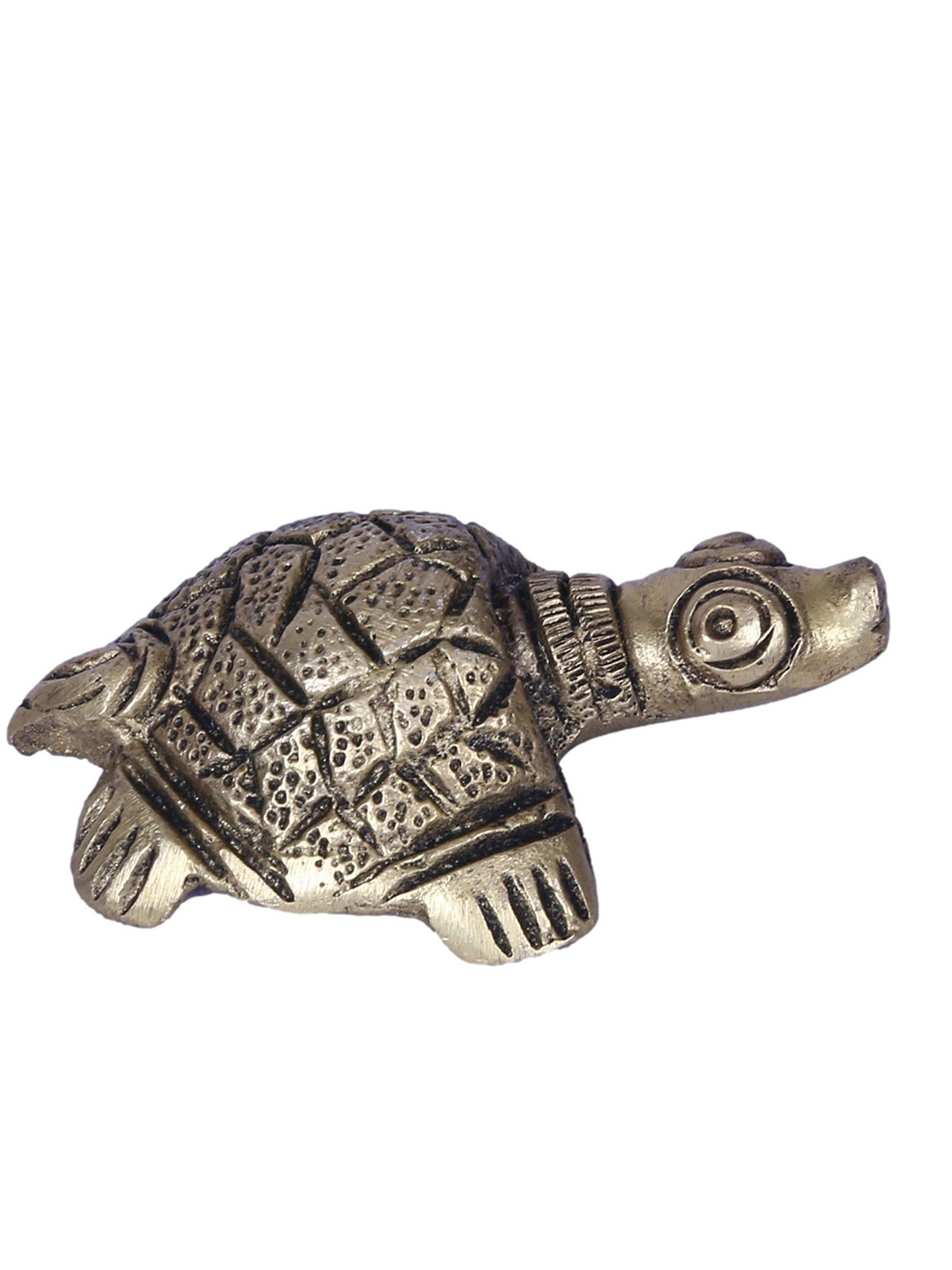 Exotic India Turtle Gold Brass Metallic Living Room Small Showpiece - 1 Inches