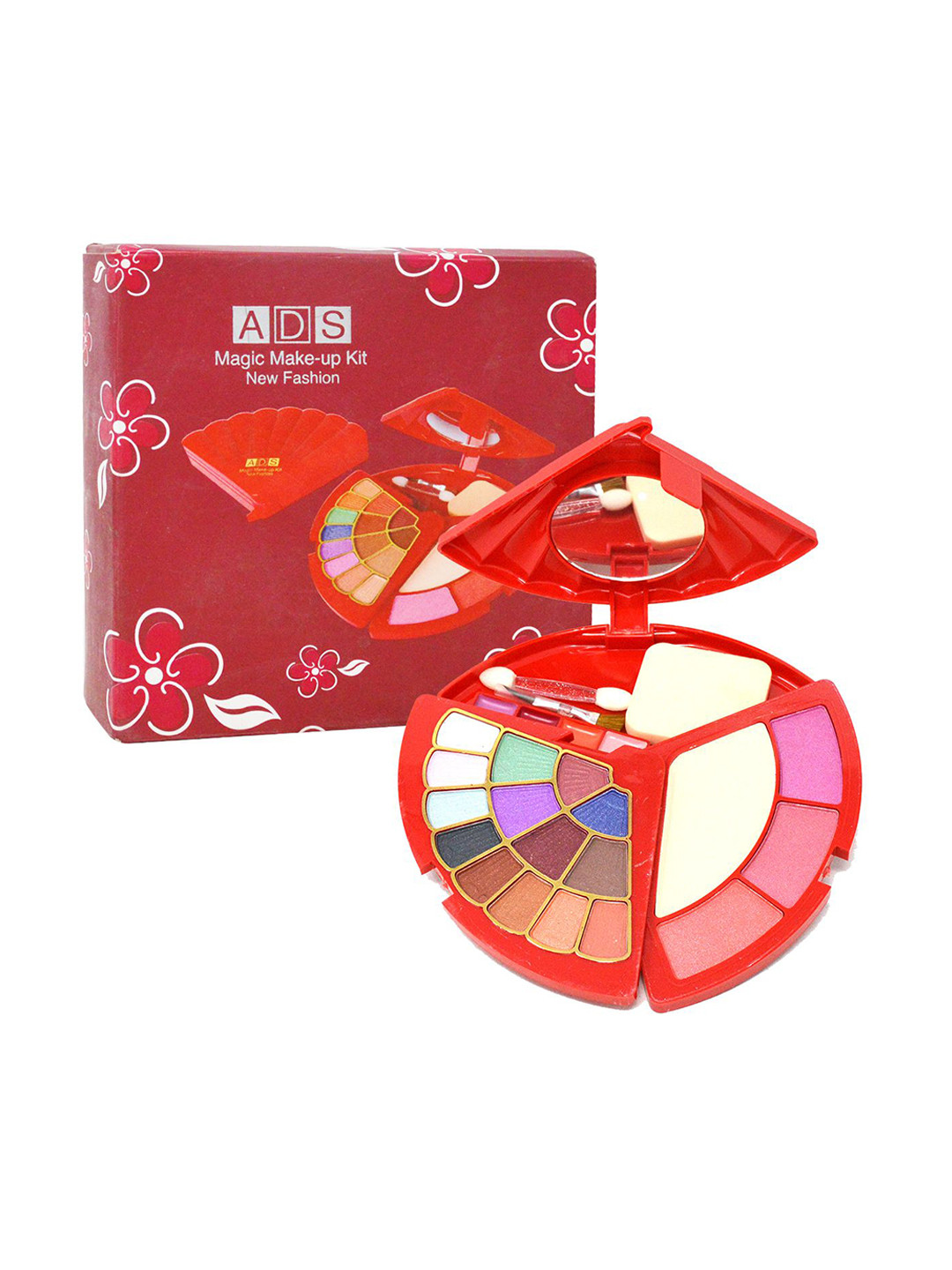 A.D.S 14 Eye Shadow, 1 Compact, 3 Blusher, 4 Lip Color,1 Mirror,1 Puff Makeup Kit- 30g