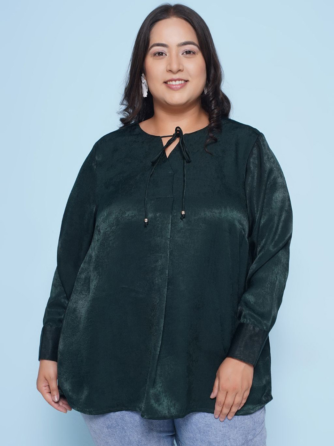 Kiaahvi by JOHN PRIDE Women Solid Tie-Up Neck  Top