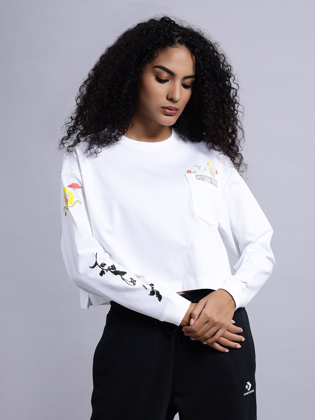 Converse Women Graphic Crew Top White