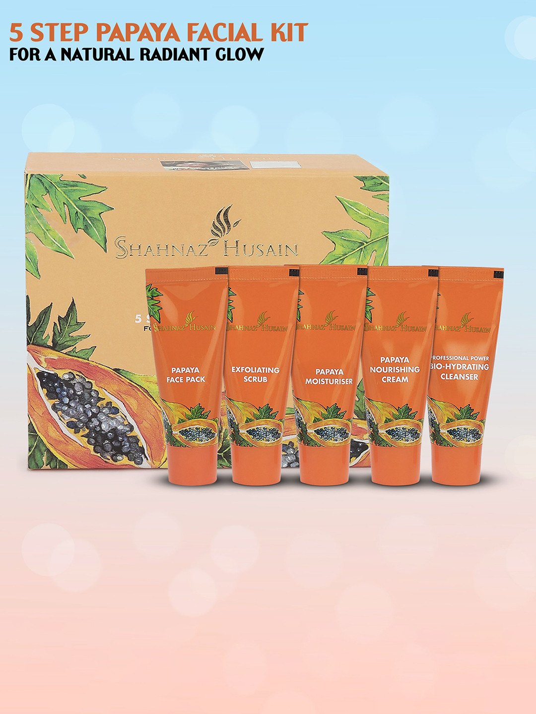 Shahnaz Husain 5 Step Papaya Facial Kit For Radiance & Glow - 50g