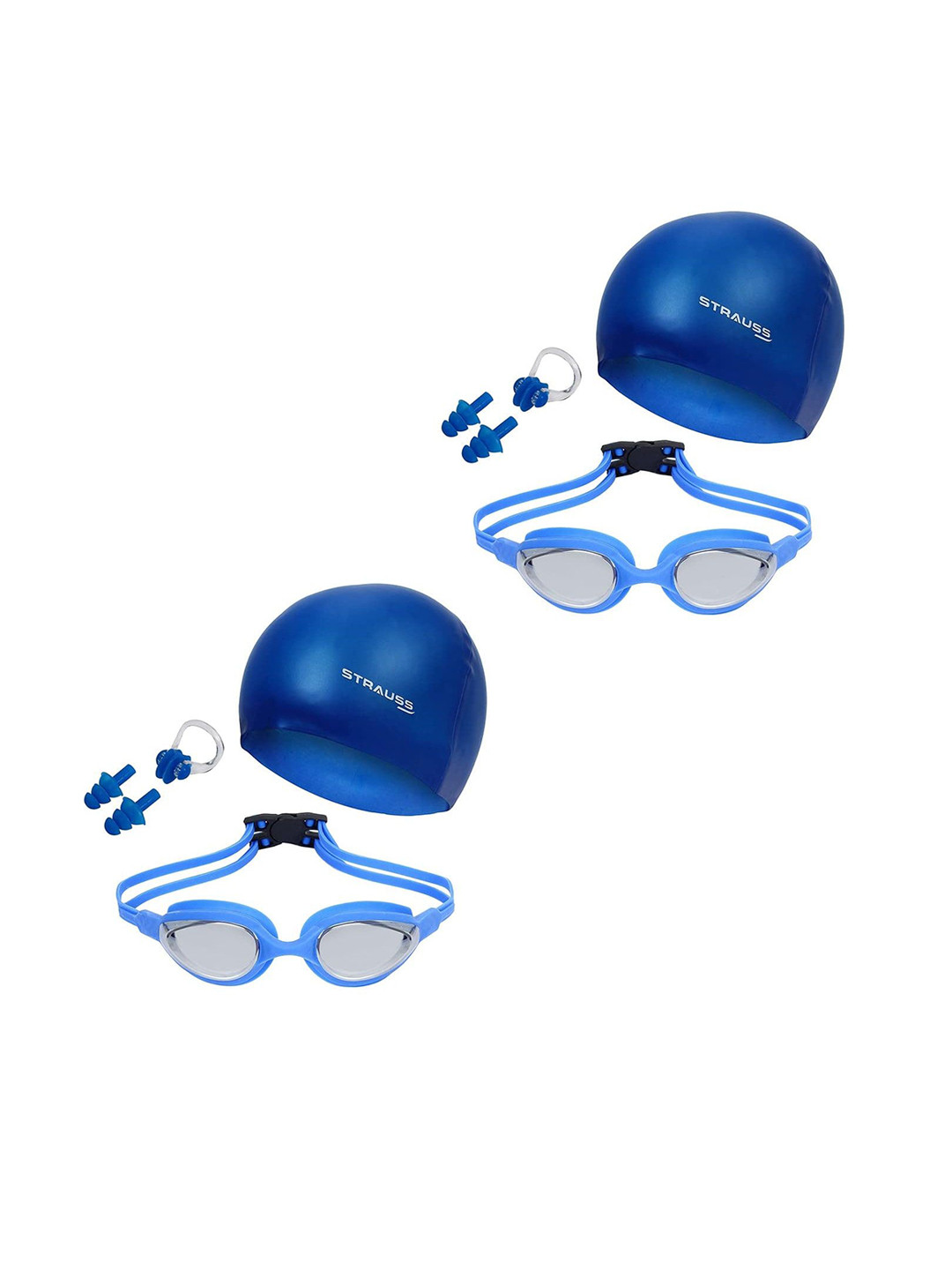 STRAUSS Pack of 2 Swimming Goggles With Cap and UV