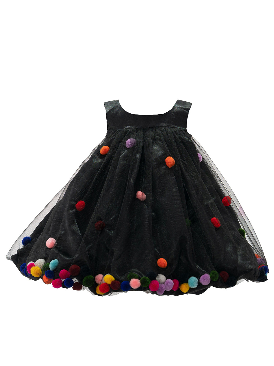 Pink Wings Embellished Satin Balloon Dress