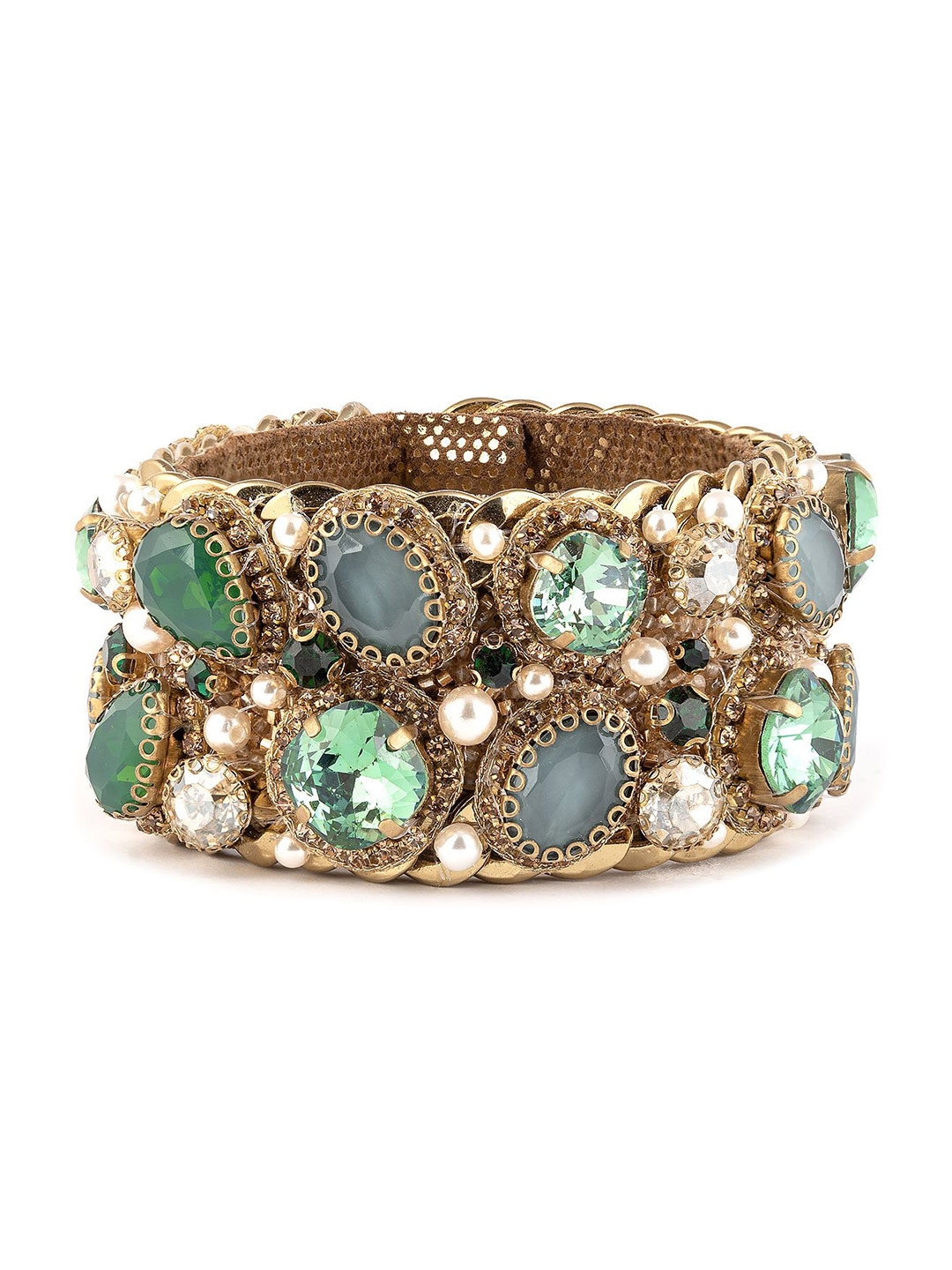 Deepa Gurnani Brass-Plated Crystals Studded Cuff Bracelet