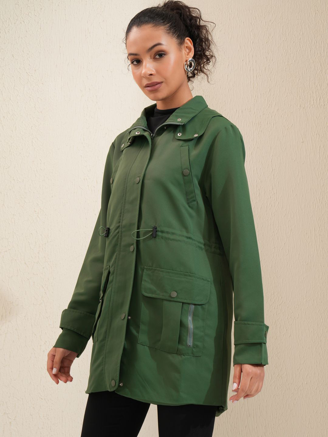 Tokyo Talkies Women Solid Hooded Parka Jacket