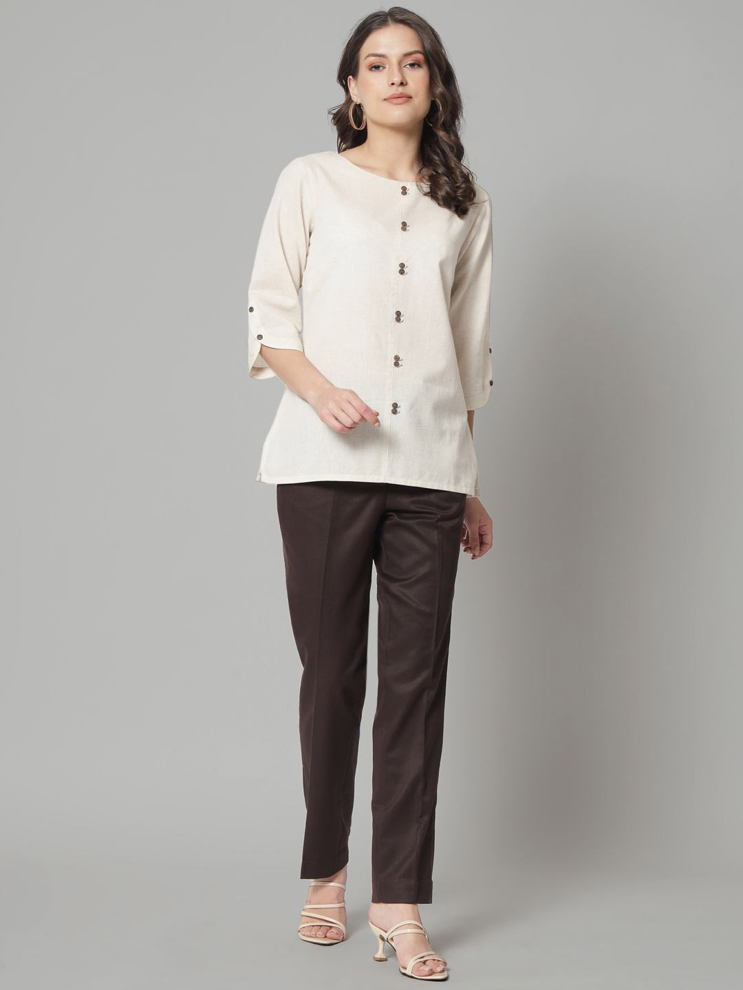 PowerSutra Women Solid Boat Neck Cotton Top