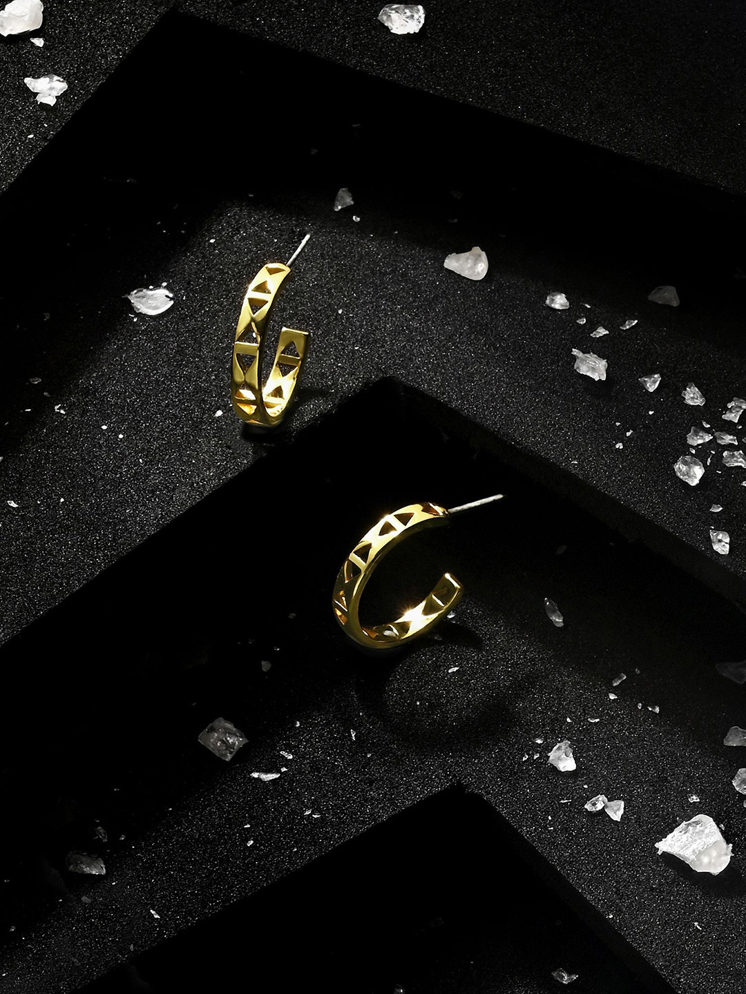 Accessorize 14k Gold-Plated Cut-Out Brass Half Hoop Earrings