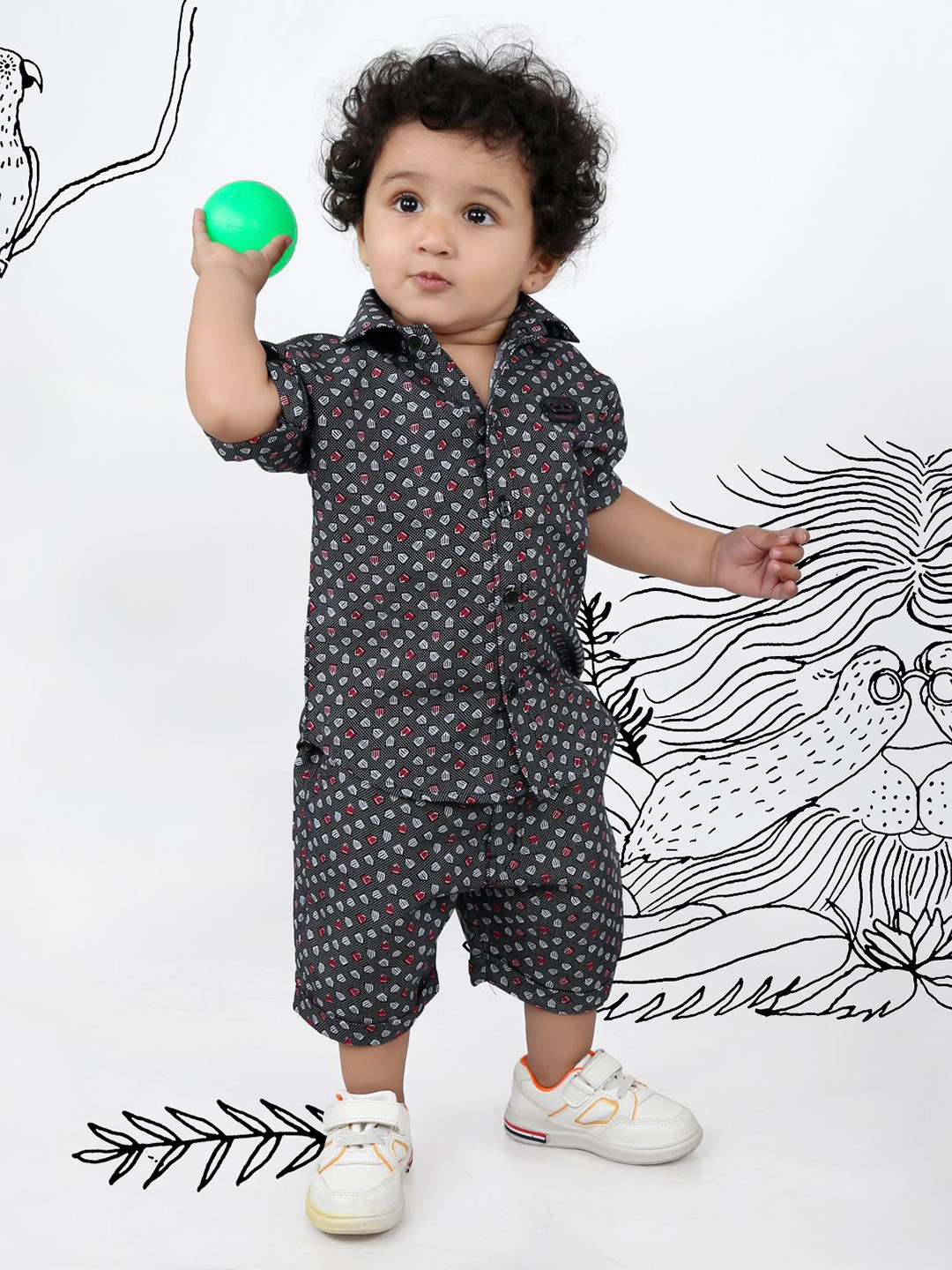 MashUp Boys Printed Pure Cotton Shirt With Short