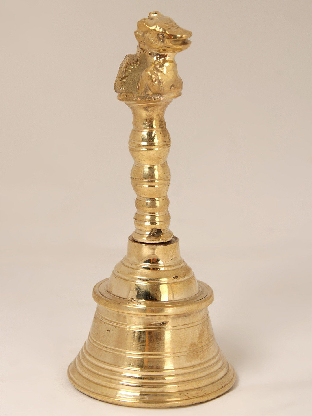 Exotic India Gold-Toned Ritual Nandi Bell Brass Pooja Essentials