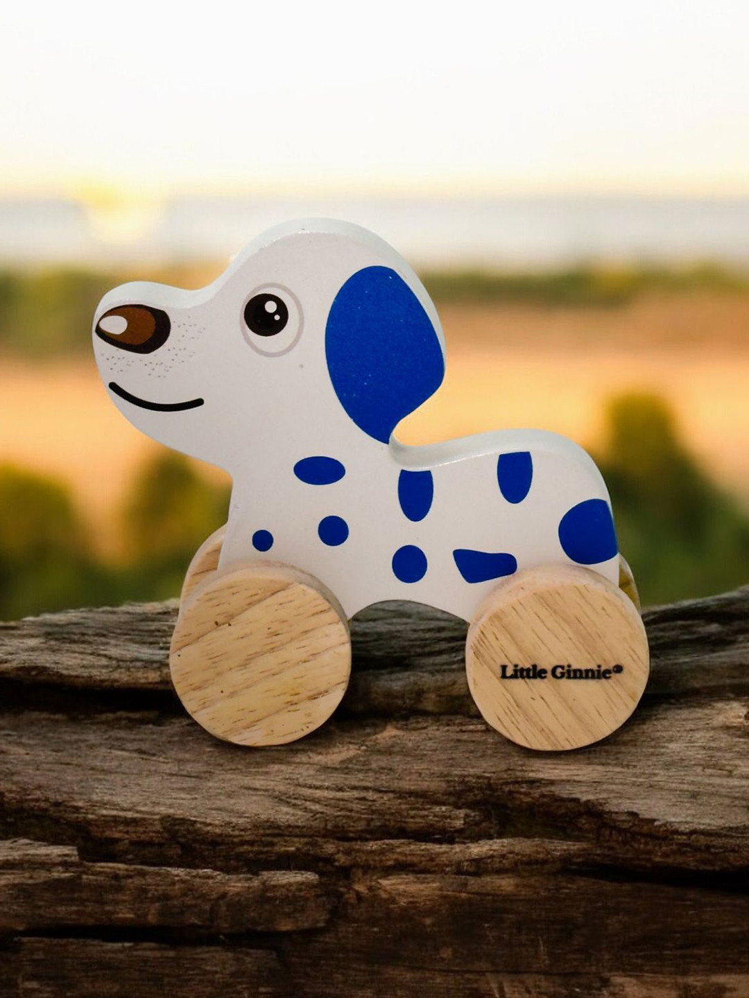 LITTLE GINNIE Kids Wooden Wheels Push & Pull Animal Dog Toys